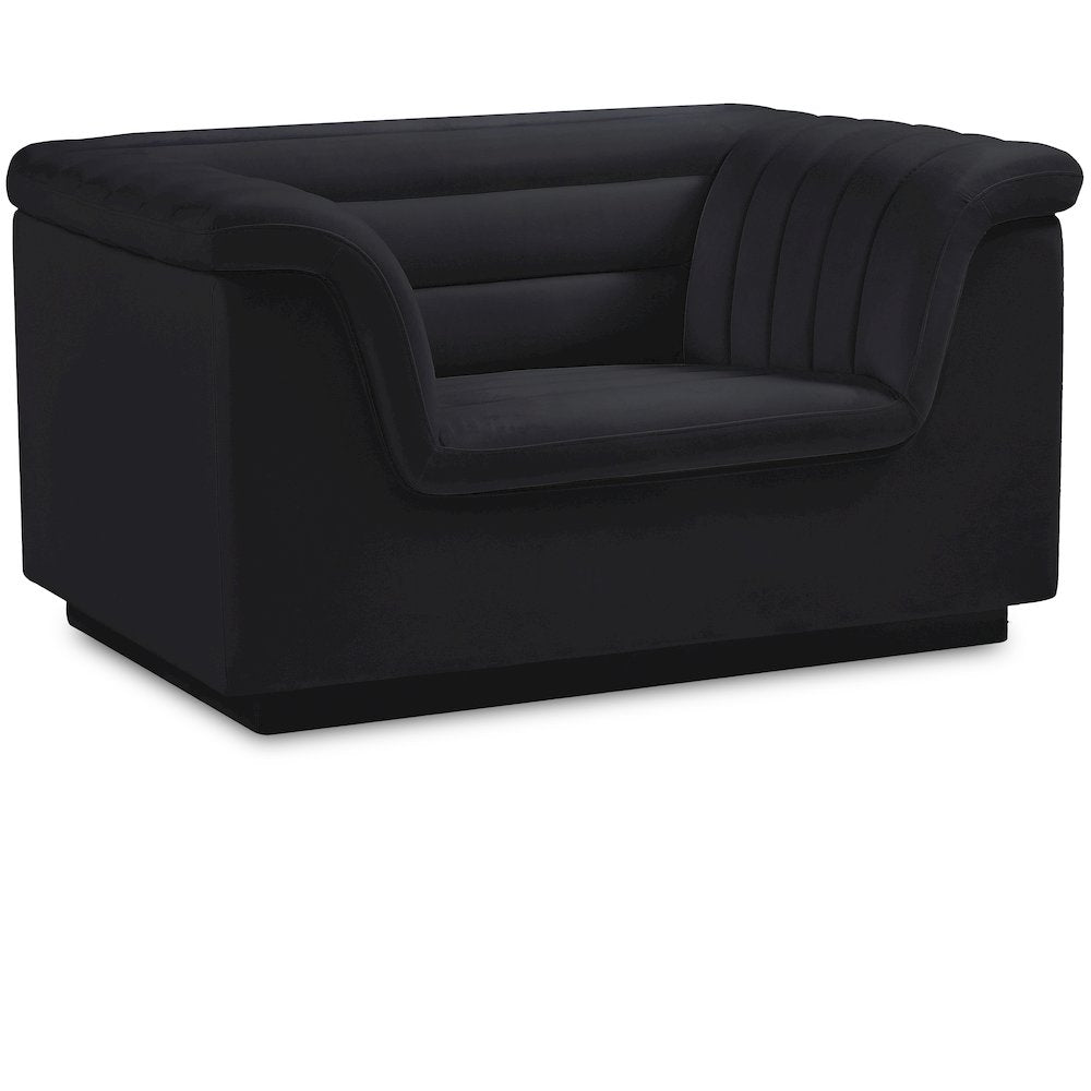 Cascade Black Velvet Fabric Chair