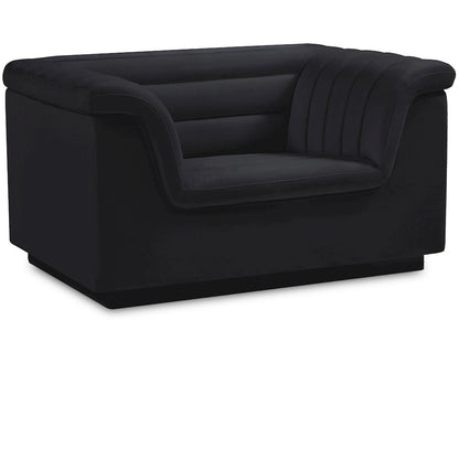 Cascade Black Velvet Fabric Chair