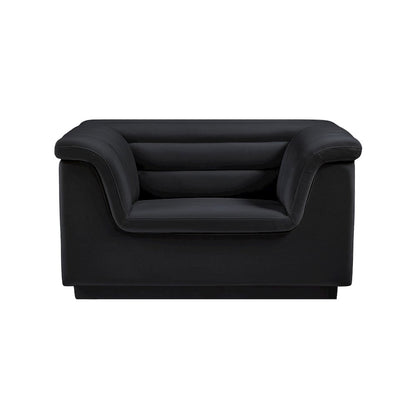 Cascade Black Velvet Fabric Chair