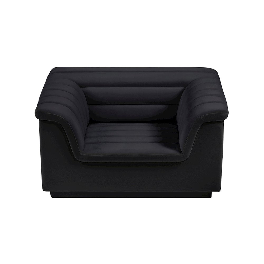 Cascade Black Velvet Fabric Chair