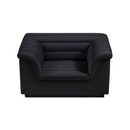 Cascade Black Velvet Fabric Chair