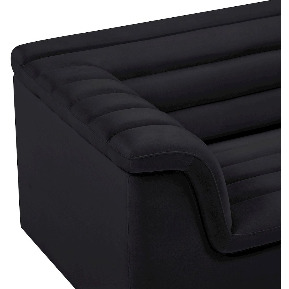 Cascade Black Velvet Fabric Chair