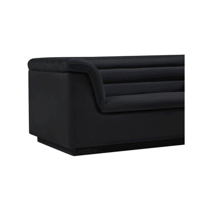 Cascade Black Velvet Fabric Loveseat