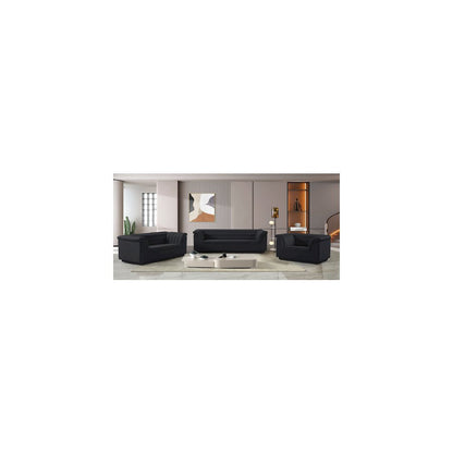 Cascade Black Velvet Fabric Loveseat
