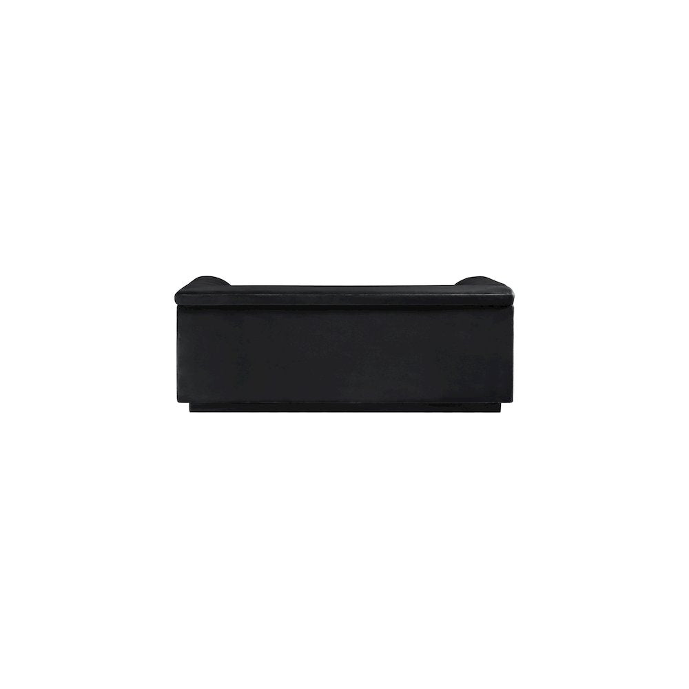Cascade Black Velvet Fabric Loveseat
