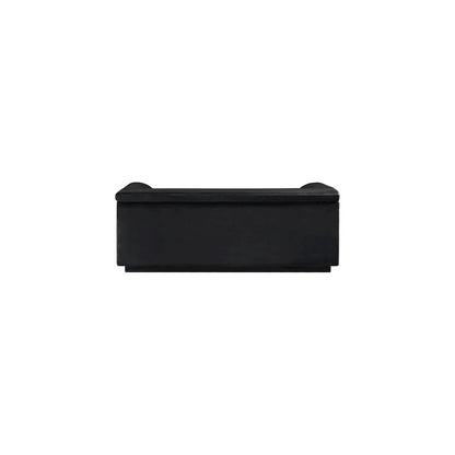 Cascade Black Velvet Fabric Loveseat