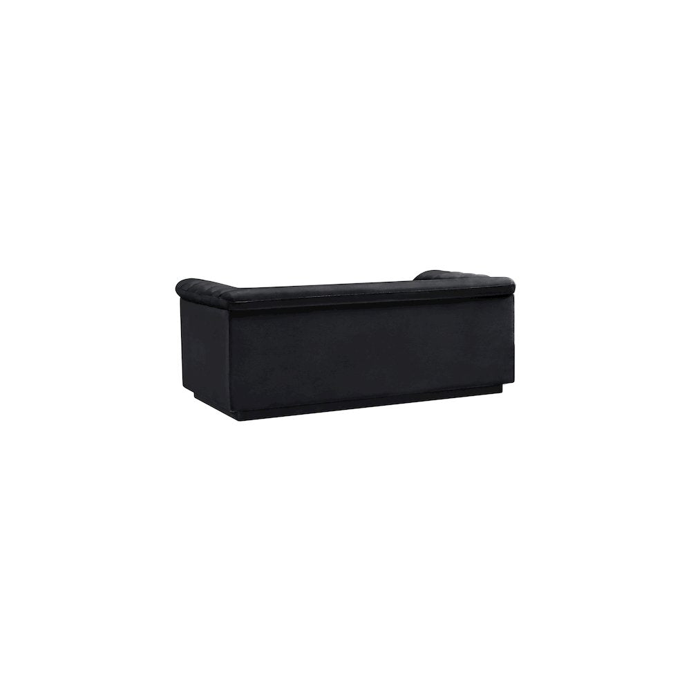 Cascade Black Velvet Fabric Loveseat