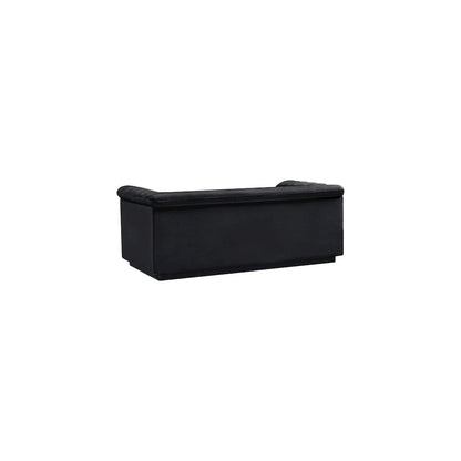 Cascade Black Velvet Fabric Loveseat