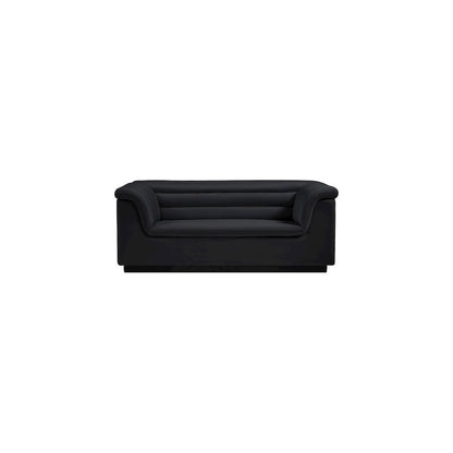 Cascade Black Velvet Fabric Loveseat