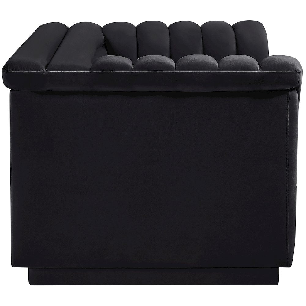 Cascade Black Velvet Fabric Loveseat