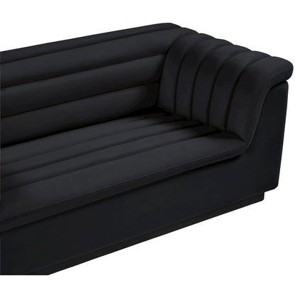 Cascade Black Velvet Fabric Loveseat