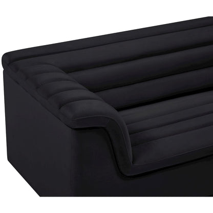 Cascade Black Velvet Fabric Loveseat