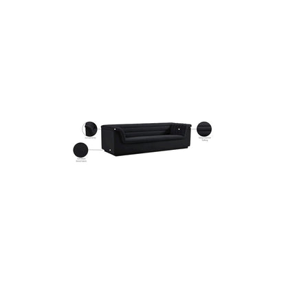 Cascade Black Velvet Fabric Sofa