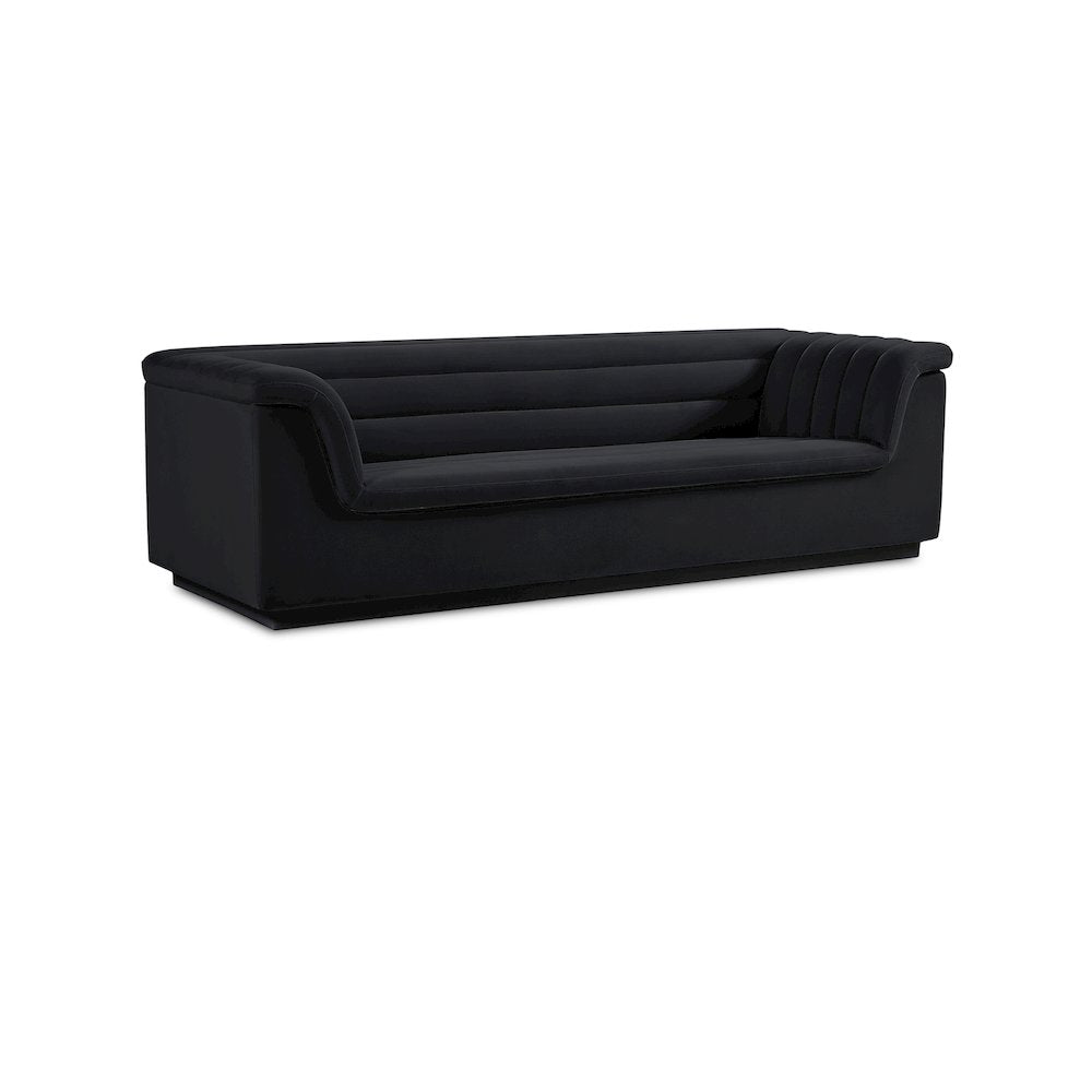 Cascade Black Velvet Fabric Sofa