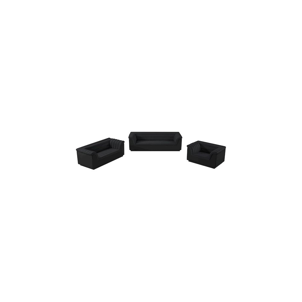 Cascade Black Velvet Fabric Sofa