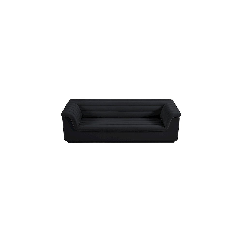 Cascade Black Velvet Fabric Sofa