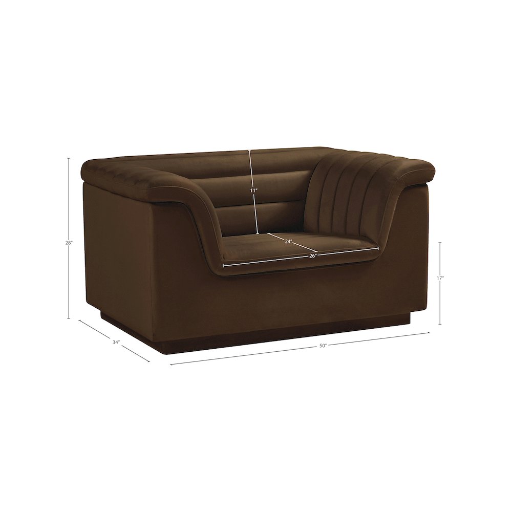 Cascade Brown Velvet Fabric Chair