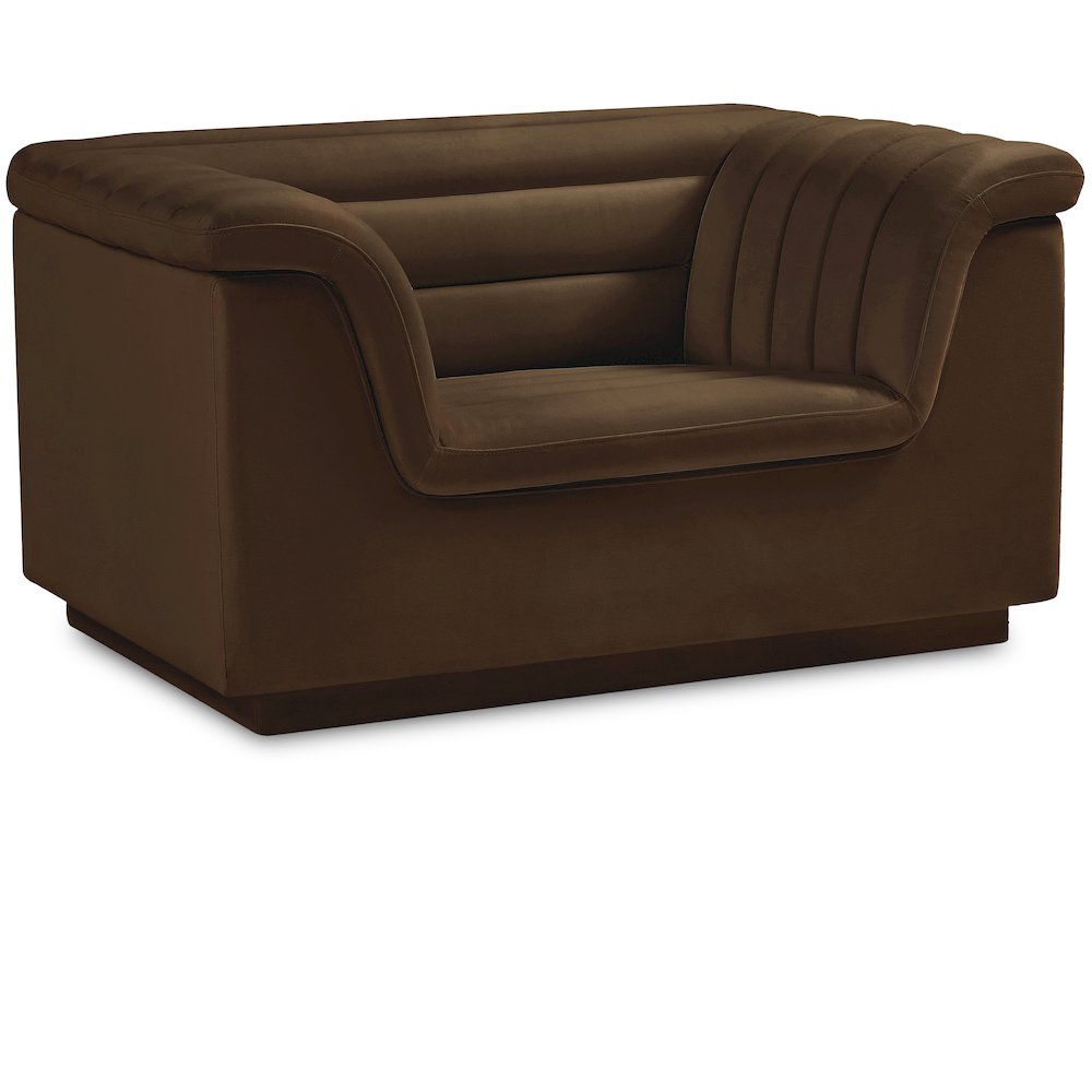 Cascade Brown Velvet Fabric Chair