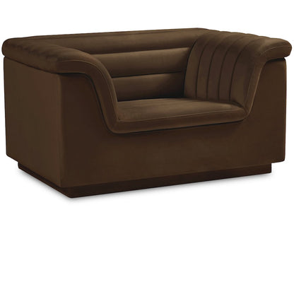 Cascade Brown Velvet Fabric Chair