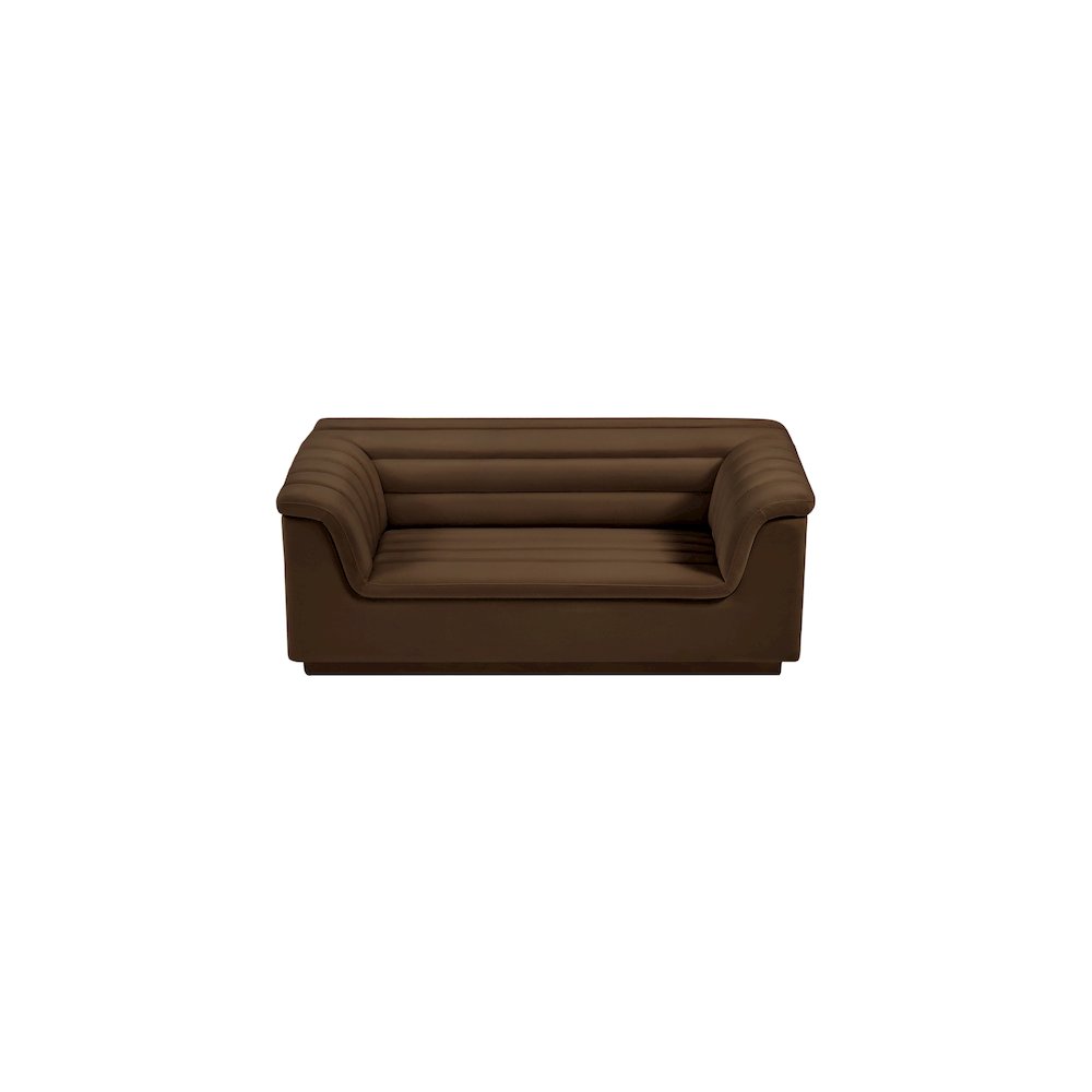 Cascade Brown Velvet Fabric Loveseat