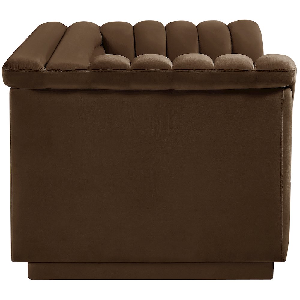 Cascade Brown Velvet Fabric Loveseat