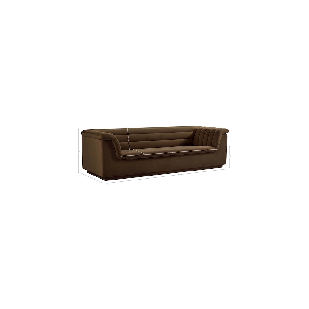Cascade Brown Velvet Fabric Sofa