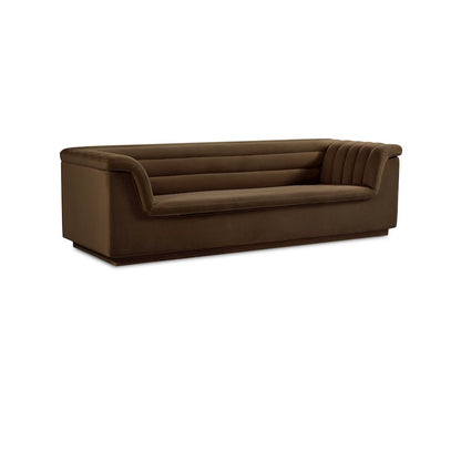 Cascade Brown Velvet Fabric Sofa