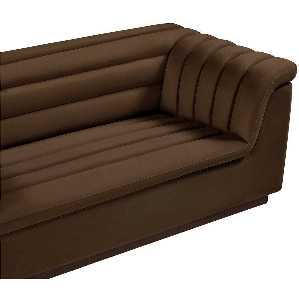 Cascade Brown Velvet Fabric Sofa