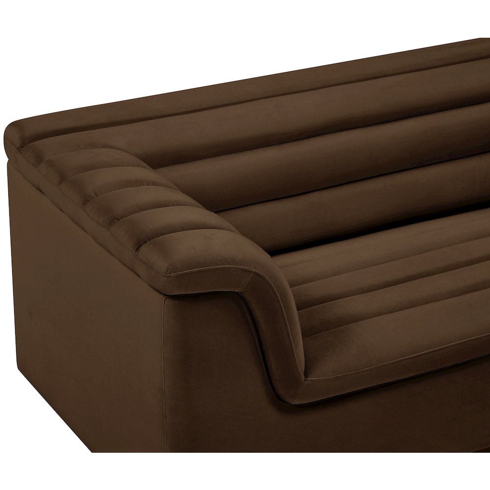 Cascade Brown Velvet Fabric Sofa