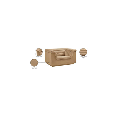 Cascade Camel Velvet Fabric Chair