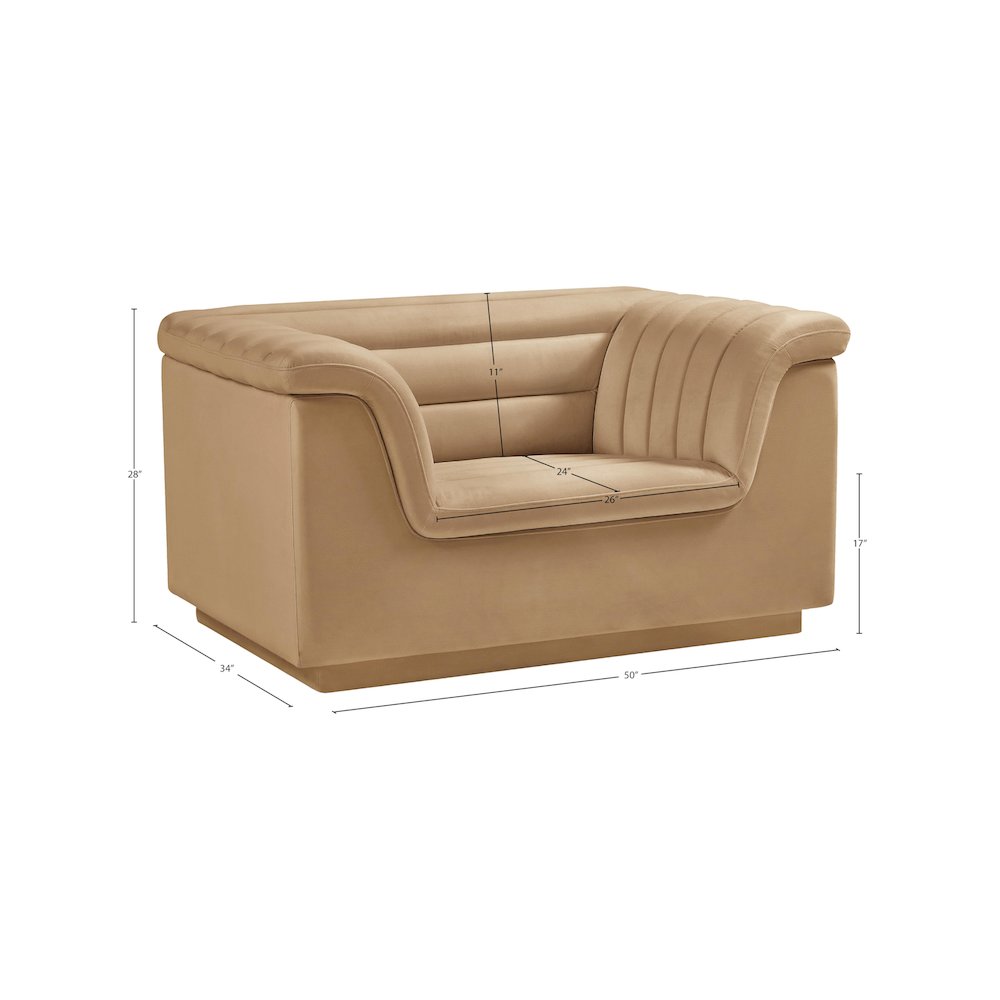Cascade Camel Velvet Fabric Chair