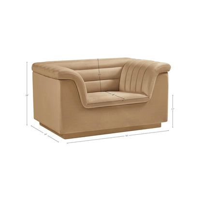 Cascade Camel Velvet Fabric Chair