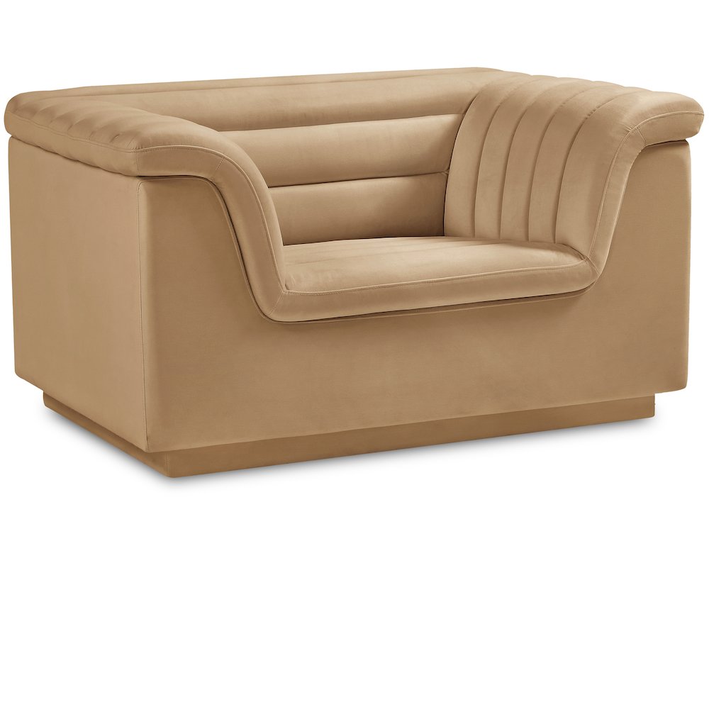 Cascade Camel Velvet Fabric Chair