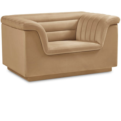 Cascade Camel Velvet Fabric Chair