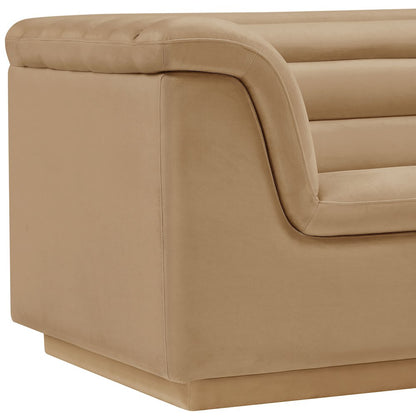 Cascade Camel Velvet Fabric Chair