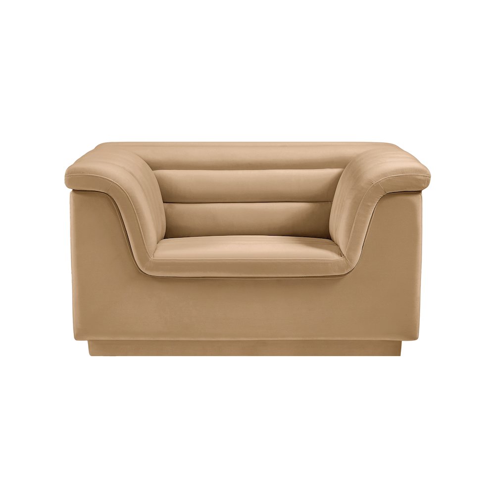 Cascade Camel Velvet Fabric Chair