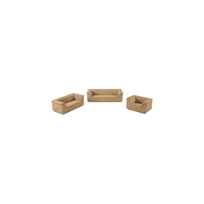 Cascade Camel Velvet Fabric Loveseat
