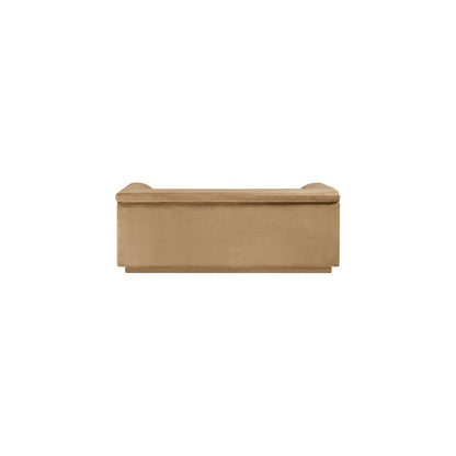 Cascade Camel Velvet Fabric Loveseat