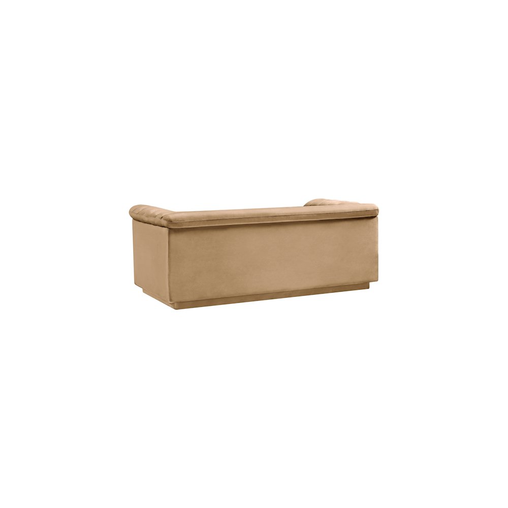 Cascade Camel Velvet Fabric Loveseat
