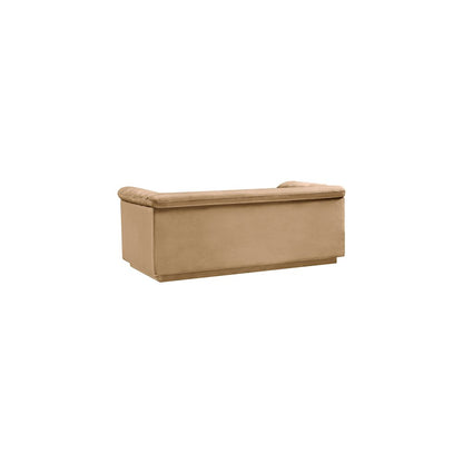 Cascade Camel Velvet Fabric Loveseat