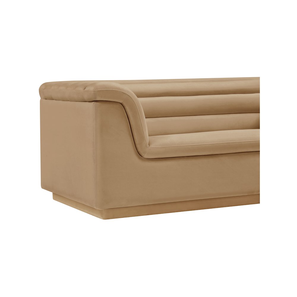 Cascade Camel Velvet Fabric Sofa