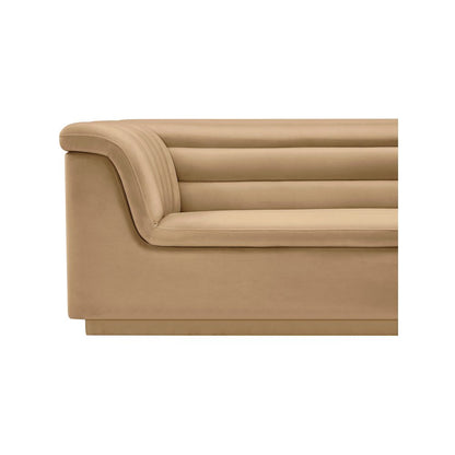 Cascade Camel Velvet Fabric Sofa