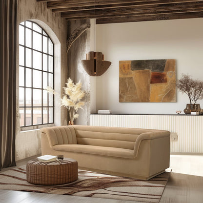 Cascade Camel Velvet Fabric Sofa