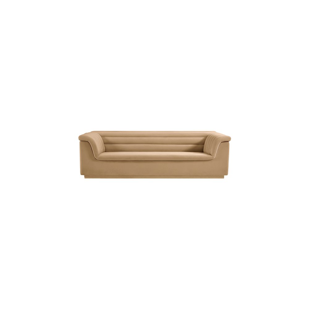 Cascade Camel Velvet Fabric Sofa