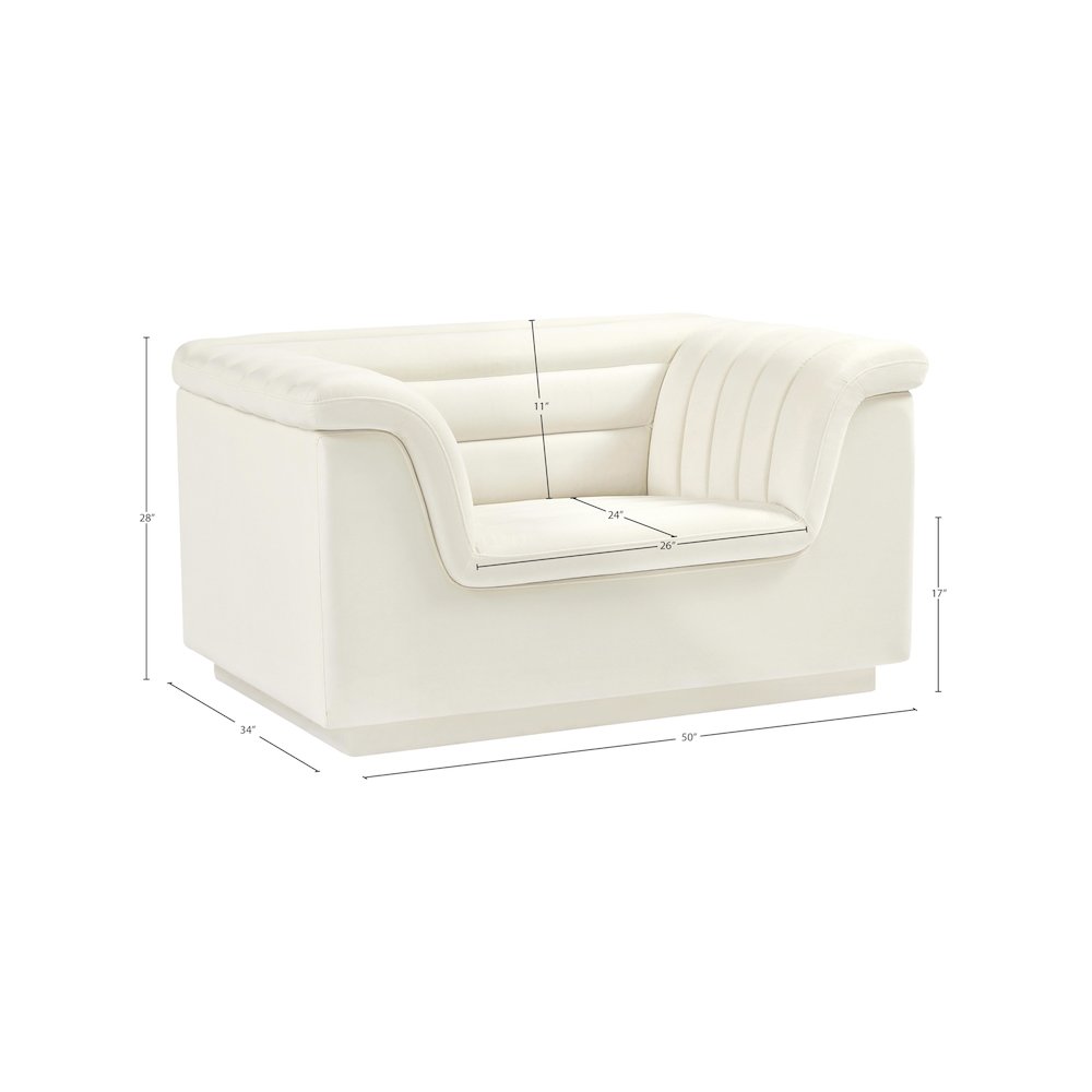 Cascade Cream Velvet Fabric Chair