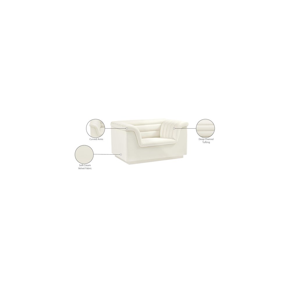 Cascade Cream Velvet Fabric Chair
