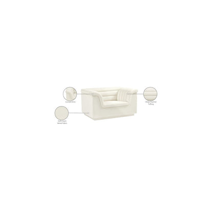 Cascade Cream Velvet Fabric Chair