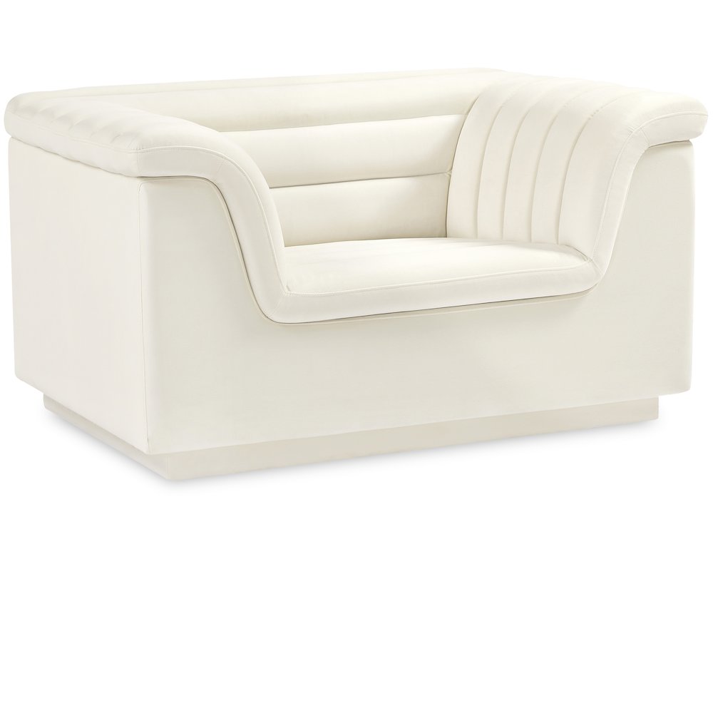 Cascade Cream Velvet Fabric Chair