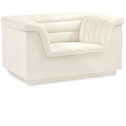 Cascade Cream Velvet Fabric Chair