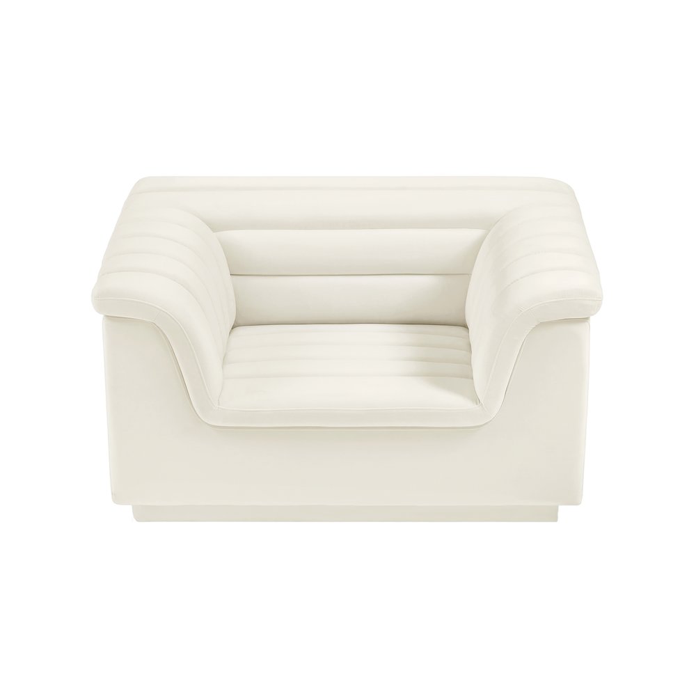 Cascade Cream Velvet Fabric Chair